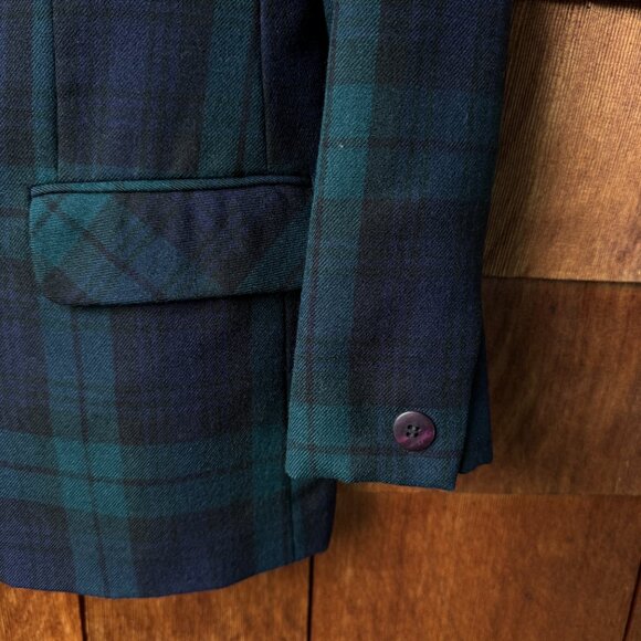 Vintage Casual Corner Blue/Green/Black Tartan Plaid All Wool Blazer - Women's 10 - Picture 5 of 7
